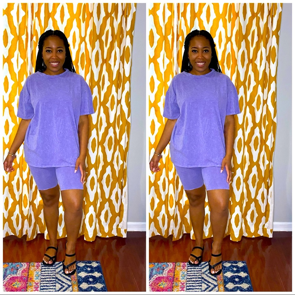 Oversized “trashy” set- mineral wash purple